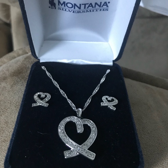 Montana Silversmiths Heart Necklace & Earring Set - Picture 1 of 4